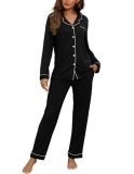 ZMJ Black Pajama Sets for Women 2 Piece Button Up Pj Set for Hospital XXL