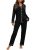 ZMJ Black Pajama Sets for Women 2 Piece Button Up Pj Set for Hospital XXL