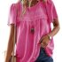 Falechay Womens Summer Tops V Neck Blouses for Women Swiss Dot Dressy Casual Flo