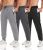lomsoe 3 Pack Sweatpants for Men Tapered Mens Joggers Pants with Zip Pockets Fle