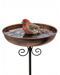OUISJYER Small Metal Bird Bath for Outdoors