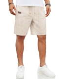 COOFANDY Mens Casual Linen Shorts Elastic Waist Drawstring Loose Fit Summer Beac