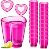 Domensi 20 Pcs Valentine‘s Day Heart Shot Glasses 1.5oz Tequila Glasses Stemless