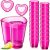 Domensi 20 Pcs Valentine‘s Day Heart Shot Glasses 1.5oz Tequila Glasses Stemless