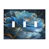 Tewujay Light Switch Cover Plate Blooming Blue Rose Flower 3 Gang Switch Plate C