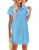 Zeagoo Shirt Dress for Women Cotton Linen Short Sleeve Button Down Tee Shirt Loo