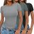 Ekouaer Women Short Sleeve Tops Trendy Summer Shirts Casual Basic Tees Black/Sag