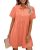 GRAPENT Denim Dress for Women Babydoll Tiered Short Sleeve Button Down Jean Shir