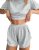 JUSTFASHIONNOW Pajama Shorts Set for Women Striped Print 2 Piece Short Sleeve Lo