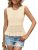 Saodimallsu Womens Crochet Crop Tank Tops Sleeveless Crew Neck Ruffle Summer Boh