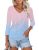KTILG 3/4 Sleeve Tops for Women Summer Printed Flowy Tops 2026 V Neck T Shirts B