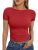 Trendy Queen Womens Boat Neck Short Sleeve T-Shirts Fitted Compression Summer Y2