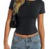 luvamia Wide Leg Elastic Waist Jeans for Women Cropped High Waisted Paper Bag Wa