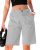 luvamia Stretch Bermuda Shorts High Waisted Gray Shorts for Women Gray Size X-La