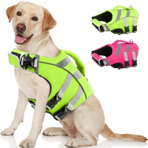 Kuoser Reflective Dog Life Jacket, Dog Life Vest for Swimming Boating
