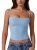 QINSEN Women’s Basic Solid Cami Undershirt Spaghetti Strap Double Layer Crop Tan