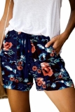 Flower Print Womens Shorts Comfy Drawstring Casual Womens Pull On Lounge Shorts