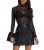 ETOSELL Womens Lace Mesh Long Sleeve Tops Floral Sheer See Through Sexy Mock Nec