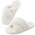Snug Leaves Women’s Fluffy Cross band Open Toe Slippers with Indoor Outdoor Non