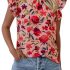 Simplee Women Floral Summer Maxi Dress Boho Flowy Casual Chiffon Short Sleeves V