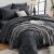 HEVUMYI 120×98 Oversized King Comforter Set Dark Grey- 7-Piece All Season Bed in