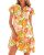 dowerme Womens Summer Dresses 2026 Puffy Sleeve V Neck Loose Floral Print A Line