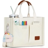 BECOJADDE Structured Canvas Tote Bag for Women