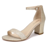 DOBOLIN Wide Width Heels for Women Dress Shoes Heeled Sandals 2.5-Inch Low Block