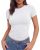 GAYHAY White Shirts for Women – Slim Fit Short Sleeve Crop Top Crew Neck Casual