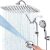 G-Promise 14 Inches Shower Heads with Massage Mode Handheld Sprayer Combo