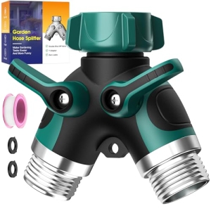 2 Way Garden Hose Splitter with Shut Off Valve