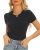 Stelle Womens Ribbed Fitted Shirts Cewneck Neck Short Sleeve Tops Casual Basic T