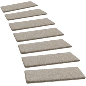 PURE ERA Ultra Plush Carpet Stair Treads 8 x 30 Inch Cream Gray 7 Pcs