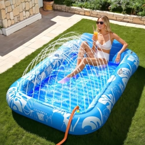 Inflatable Tanning Pool Lounger Float with Sprinkler