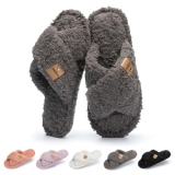GOEWY Fuzzy Open Toe Slippers for Women Indoor and Outdoor with Memory Foam Cozy