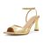 COMJUY Gold Heels for Women Peep Pointed Toe Kitten Heeled Sandals Strappy Flare
