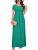 DEARCASE Maxi Dress for Women Emerald Green Small Crewneck Short Sleeve Sundress