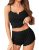 Avidlove Black Cami Pajama Set for Women Sexy 2 Piece PJ Sets Ribbed Lingerie Sl