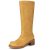 Athlefit Knee High Boots Women Square Toe Yellow Riding Boots Comfortable Slip O