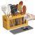 Yofidra Bamboo Utensil Holder & Silverware Organizer: Extra Large Cooking Holder