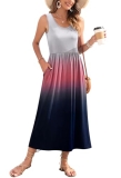 WNEEDU Womens Beach Vacation Dresses Maxi Hawaiian Dress Empire Waist Sundress