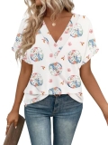 EyMuse Womens Tops Casual Summer Short Sleeve T Shirts Vintage Floral Loose Fit