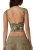 QINSEN Womens Slimming Fit Crop Top Open Back Boat Neck Double Lined T Shirt Tan