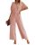 LOOKBOHO Womens Jumpsuits Dressy Wide Leg Pant Jumpsuit V Neck Short Sleeve Casu