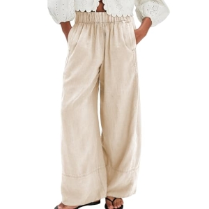 SeeLuNa Pants for Women Baggy Boho Casual Palazzo Pants Wide Leg Long Lounge Tro