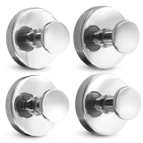 4 Pcs Suction Hooks for Shower Wall – Chrome Cup Hooks for Tile