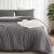 EMME Muslin Cotton Duvet Cover Set Dark Grey Queen Size Linen Like Soft Breathab