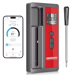 CaloriMastery Wireless Smart Bluetooth Meat Thermometer Digital for BBQ