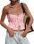 Tankaneo Womens Summer Tie Front Crop Tops Cute Ruffle Ruched Spaghetti Strap Ta