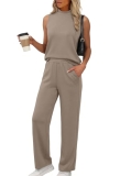 XIEERDUO Lounge Sets for Women Chocolate Brown Fall Clothes Beach Vacation Summe